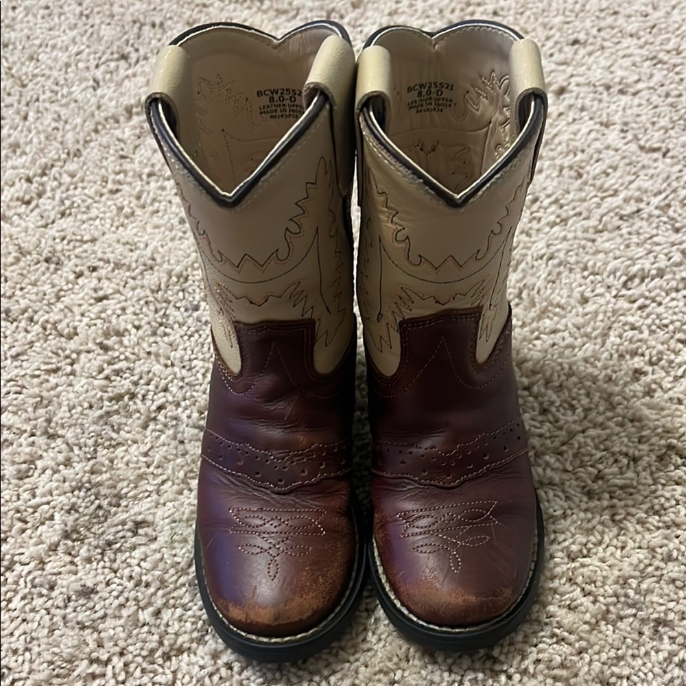 Old West Brown and Cream Cowboy Boots